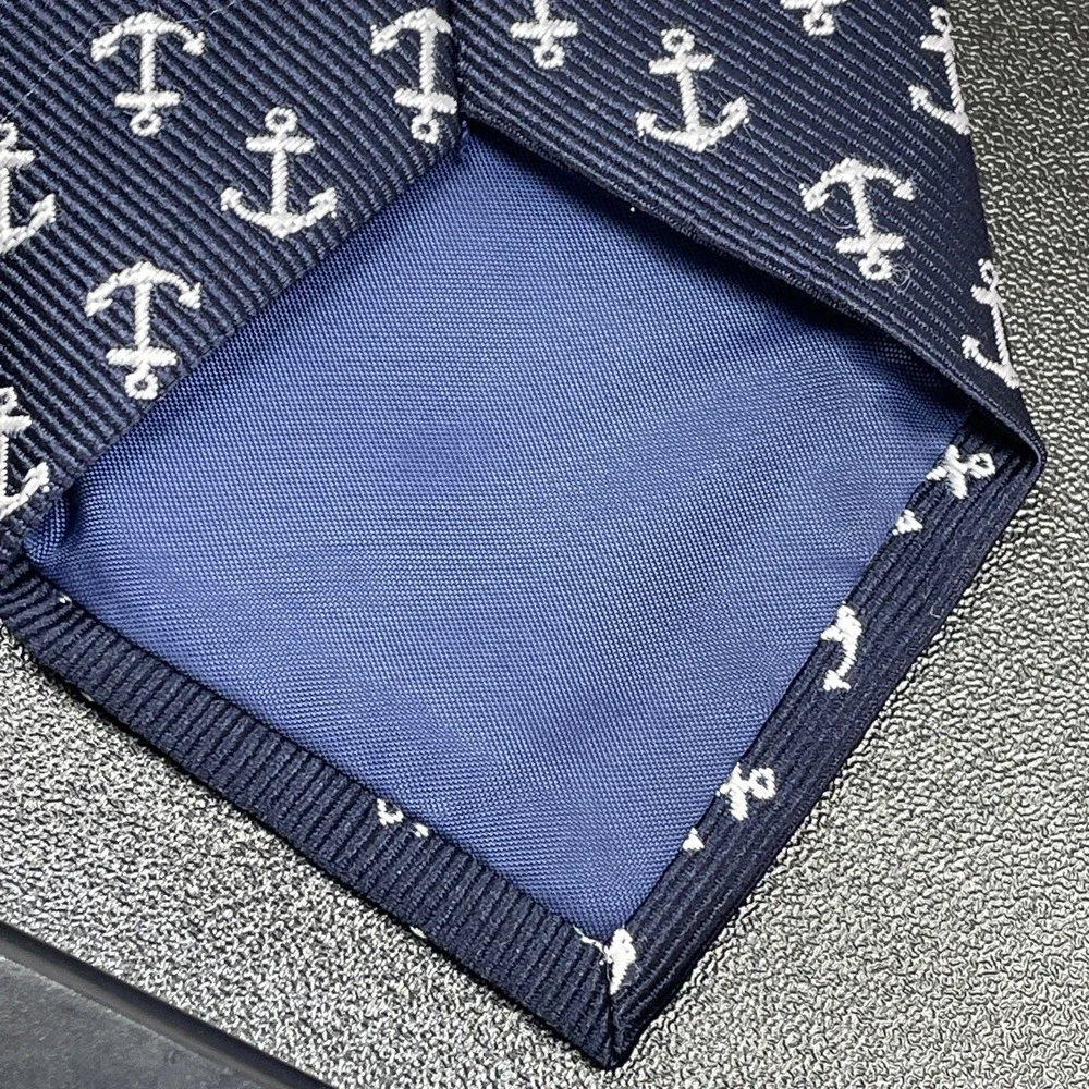 Janie & Jack Tie Boys Size 0-24 Months Blue w/ white Anchors Adjustable Nautical